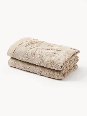 Westwing Collection Полотенце банное Leaf, полотенце для лица, Ш 30 × Д 30 см, 2 шт., Бежевый
