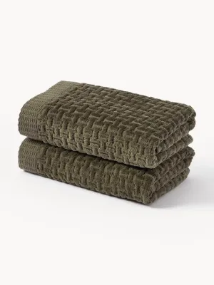 Westwing Collection Полотенце банное Niam, гостевое полотенце XS, Ш 30 × Д 30 см, 2 предм., Оливковый зелёный
