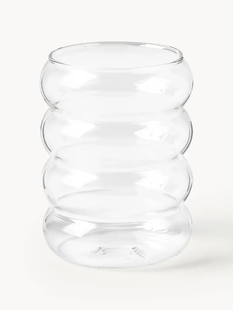 Westwing Collection Набор стаканов Bubbly из боросиликатного стекла, 4 шт., 320 мл, прозрачные, Ø 8 × В 10 см, 320 мл, Прозрачный