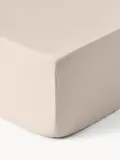 Westwing Collection Простыня на резинке Comfort из хлопкового сатина, бежевая, Ш 90 × Д 200 см, В 25 см, Бежевый — фото 7