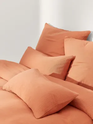 Westwing Collection Пододеяльник Odile из муслина, Ш 135 × Д 200 см, Терракота
