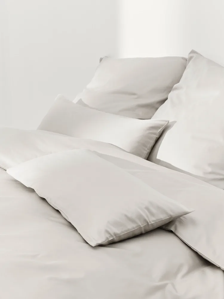Westwing Collection Пододеяльник Comfort из хлопкового сатина, Ш 135 × Д 200 см, Светлый серый