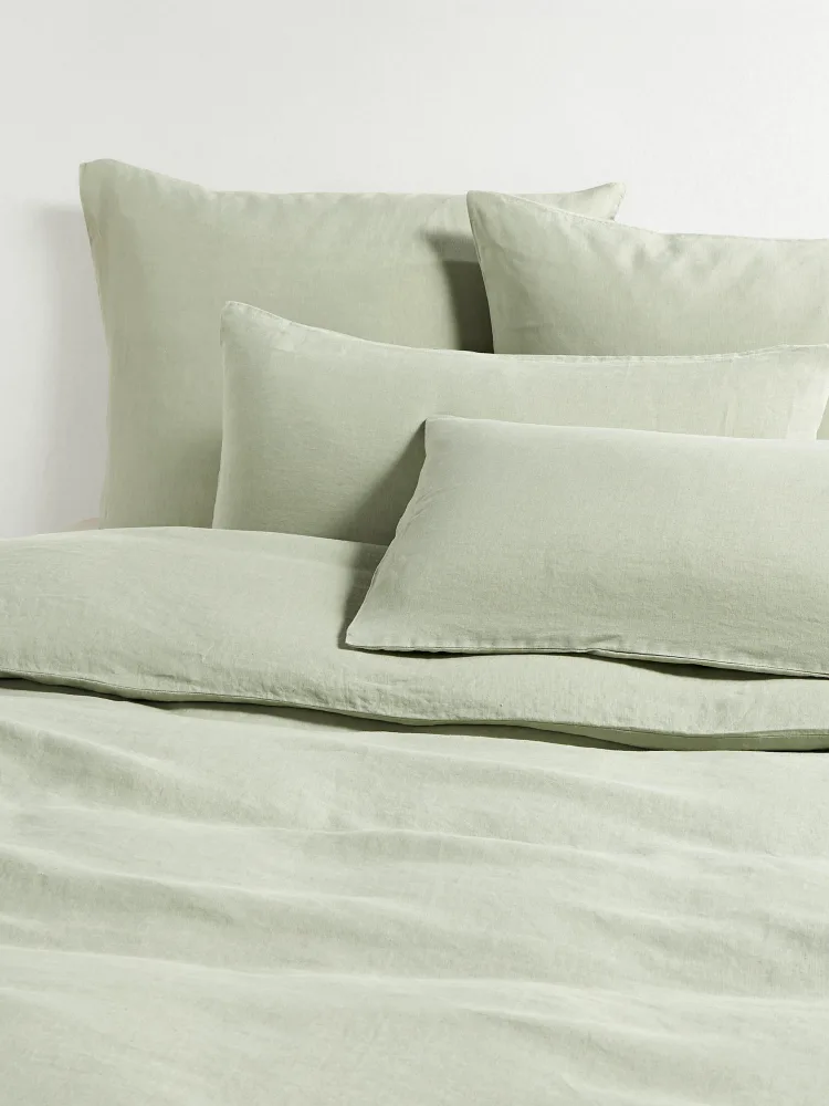 Westwing Collection Пододеяльник Airy льняной светло-зеленый