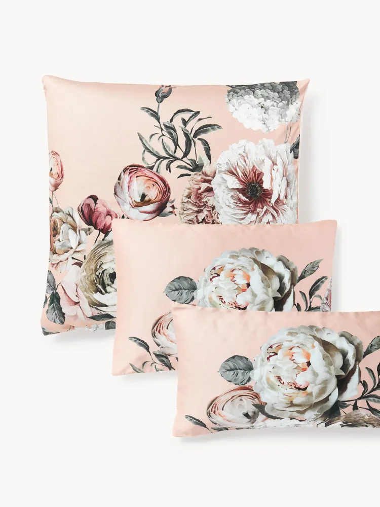 Westwing Collection Наволочка Blossom из хлопкового сатина, Ш 50 × Д 80 см, Светлый розовый