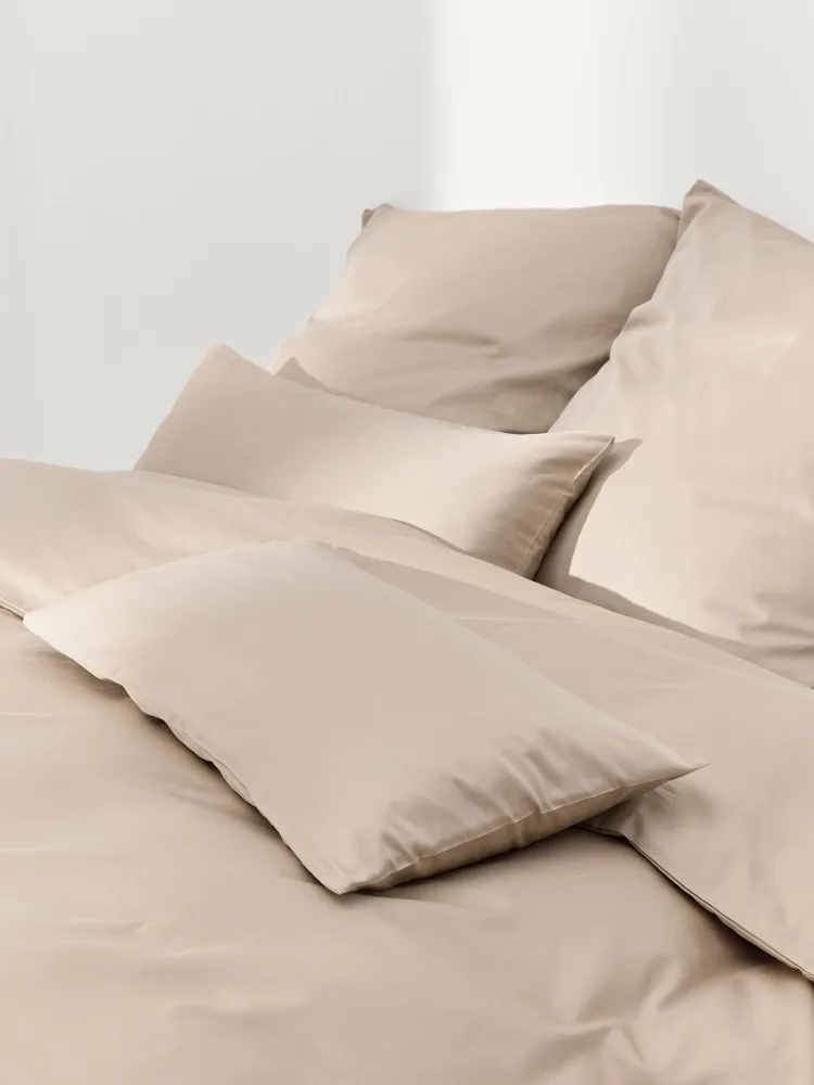 Westwing Collection Пододеяльник Comfort из хлопкового сатина, Ш 135 × Д 200 см, Бежевый