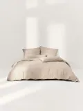 Westwing Collection Пододеяльник Comfort из хлопкового сатина, Ш 135 × Д 200 см, Бежевый — фото 6