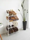 Yamazaki Обувница напольная Frame из стали с порошковой окраской для прихожей, 53х80х18 см, белая — фото 3