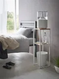 Yamazaki Полка настольная двухъярусная Tower из бамбука и стали, ширина 80 см, высота 25 см, с белым каркасом — фото 5