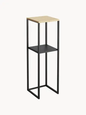 Yamazaki Полка настольная двухъярусная Tower из бамбука и стали, ширина 80 см, высота 25 см, с чёрным каркасом