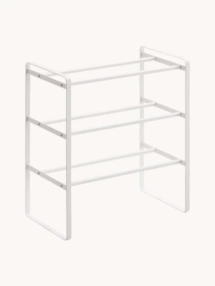 Yamazaki Обувница напольная раздвижная Frame из стали с порошковой окраской, ширина 41-70 см, высота 46 см, белая