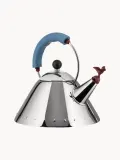 Alessi Чайник со свистком Bird из нержавеющей стали, 2 л, для всех типов плит, серебристый с синим и бордовым — фото 3