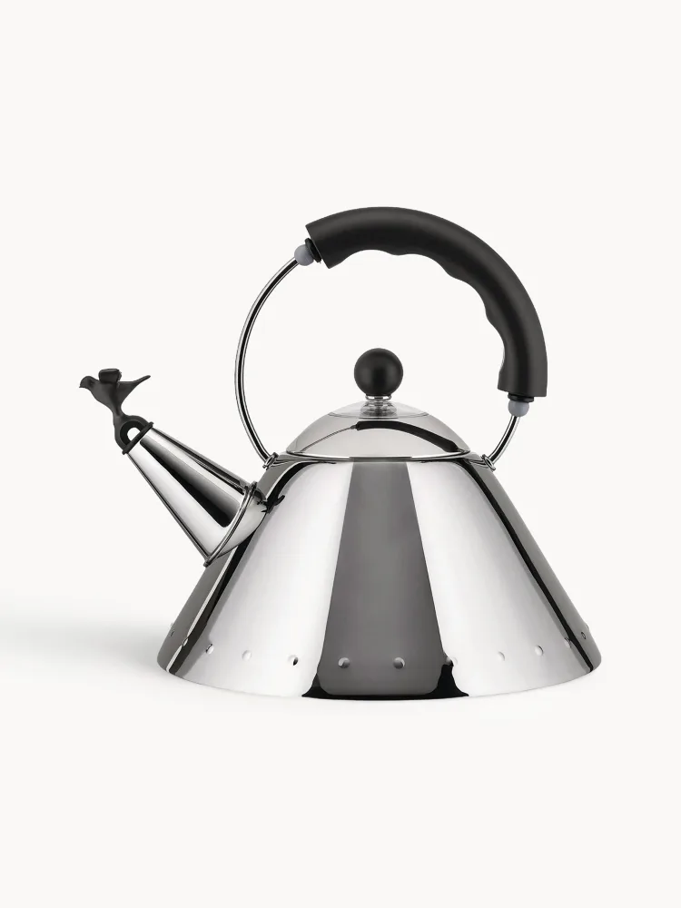 Alessi Чайник со свистком Bird из нержавеющей стали, 2 л, для всех типов плит, серебристый с чёрным
