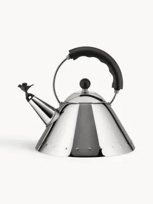 Alessi Чайник со свистком Bird из нержавеющей стали, 2 л, для всех типов плит, серебристый с чёрным