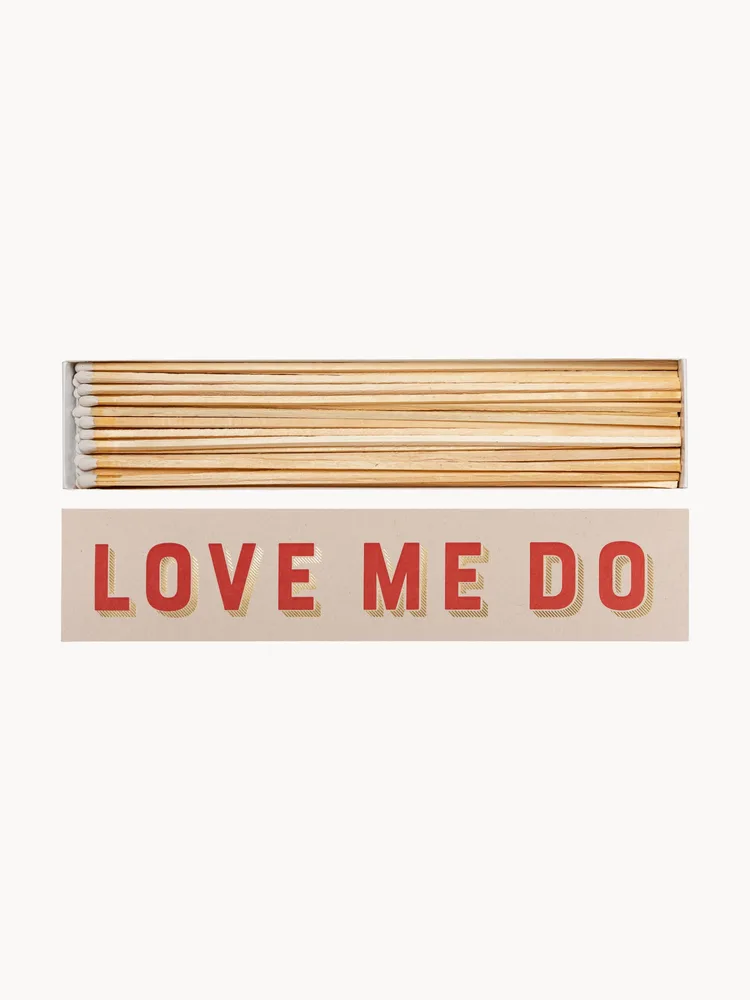 ARCHIVIST Длинные спички в декоративной коробке Love Me Do, 45 штук по 30 см, светло-бежевая с красным