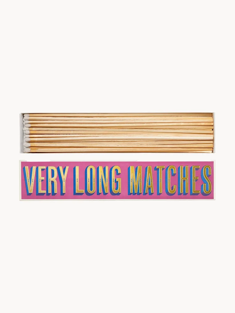 ARCHIVIST Длинные спички в декоративной коробке Very Long Matches, 45 штук по 30 см, розовая с золотистым