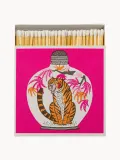 ARCHIVIST Спички в декоративной коробке Farmer Tiger, 125 штук, коробка светло-розовая с оранжевым, 11 см — фото 1
