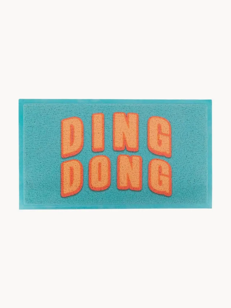 Коврик придверный Blue Ding Dong с надписью, влагостойкий, из ПВХ, 40х70 см, синий
