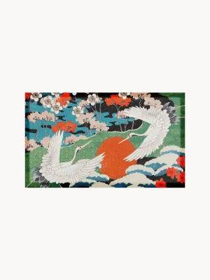 Коврик придверный Japanese Bird с рисунком птицы, для дома и улицы, из ПВХ, 40х70 см, зелёный