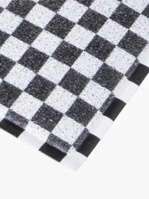 Коврик придверный Black Check с узором в клетку, моющийся, из ПВХ, 40х70 см, чёрно-белый