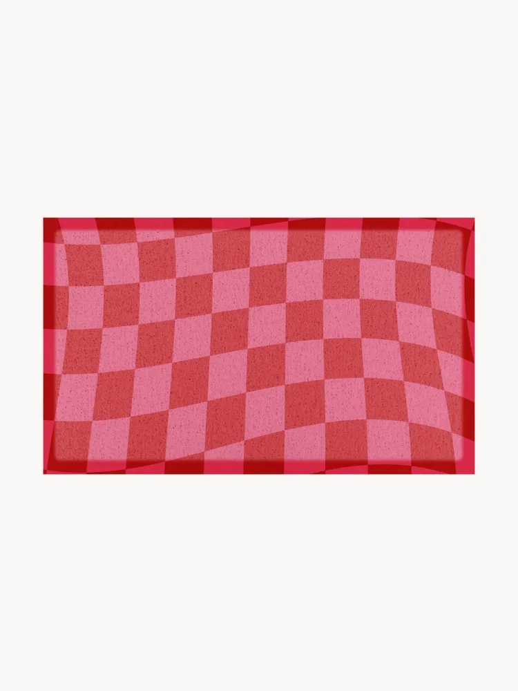 Коврик придверный Fuchsia Wavy с волнистым узором, для дома и улицы, из ПВХ, 40х70 см, фуксия