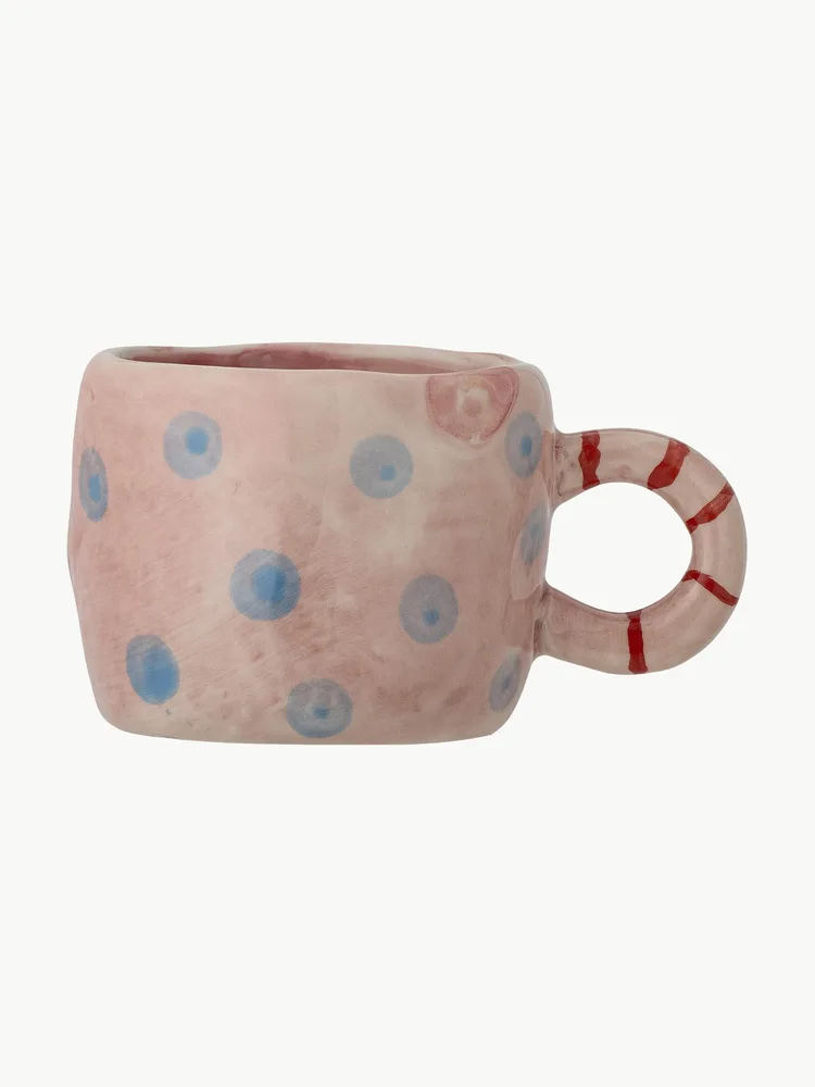 Bloomingville Mini Кружка детская Nini из каменной керамики, 100 мл, диаметр 7 см, с розово-голубым узором