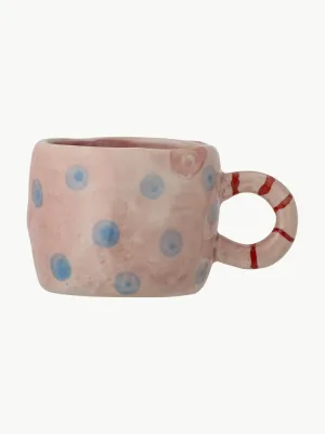 Bloomingville Mini Кружка детская Nini из каменной керамики, 100 мл, диаметр 7 см, с розово-голубым узором