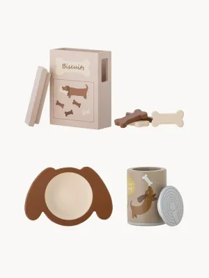 Bloomingville Mini Набор игрушек Charlie для игры в заботу о собаке, 3 предмета из МДФ, 15х10 см, светло-розовый