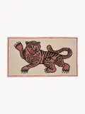 Bongusta Коврик Pink Tiger из шерсти ручной работы с тигром, 52 х 90 см, светло-бежевый с красным — фото 1