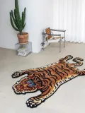 Bongusta Коврик Tiger из шерсти ручной работы с тигром, 50 х 85 см, чёрный с коричневым — фото 7