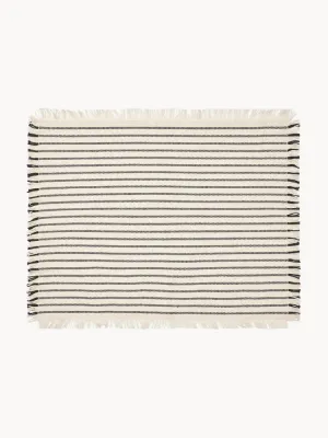 Broste Copenhagen Комплект хлопковых салфеток под приборы с бахромой Elouise, 2 шт, 41x32 см, сломанный белый/антрацитовый