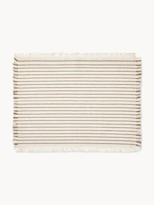 Broste Copenhagen Комплект хлопковых салфеток под приборы с бахромой Elouise, 2 шт, 41x32 см, кремово-белый/тауп