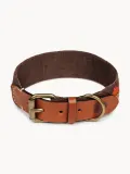 Buddys Dogwear Ошейник для собак Etna ручной работы из кожи с хлопковым плетением, ширина 4 см, длина 32, 40 и 48 см, коричнево-оранжевый — фото 8