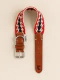 Buddys Dogwear Ошейник для собак Peruvian Arrow ручной работы из кожи и хлопка, ширина 4 см, три размера до 48 см, красный с синим — фото 3