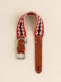 Buddys Dogwear Ошейник для собак Peruvian Arrow ручной работы из кожи и хлопка, ширина 4 см, три размера до 48 см, красный с синим — фото 8