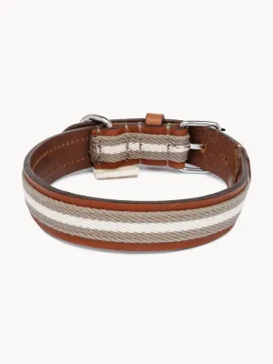 Buddys Dogwear Ошейник для собак Baseball ручной работы из кожи и хлопка, ширина 2 см, три размера до 48 см, светло-серый с коричневым