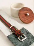 Buddys Dogwear Ошейник для собак Baseball ручной работы из кожи и хлопка, ширина 2 см, три размера до 48 см, зелёный с красным — фото 3
