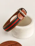 Buddys Dogwear Ошейник для собак Baseball ручной работы из кожи и хлопка, ширина 2 см, три размера до 48 см, зелёный с красным — фото 4