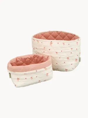 Cam Cam Copenhagen Корзины для хранения Bows из хлопка, набор 2 шт., высота 17 и 15 см, светло-бежевые с персиковым