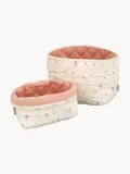 Cam Cam Copenhagen Корзины для хранения Bows из хлопка, набор 2 шт., высота 17 и 15 см, светло-бежевые с персиковым — фото 1