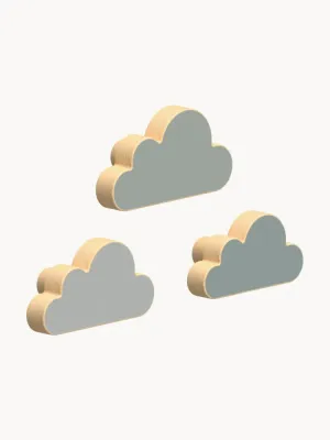 Cam Cam Copenhagen Крючки настенные детские Cloud в виде облаков из бука, набор 3 шт., ширина от 10 до 11 см, оттенки синего