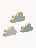 Cam Cam Copenhagen Крючки настенные детские Cloud в виде облаков из бука, набор 3 шт., ширина от 10 до 11 см, оттенки синего — фото 1
