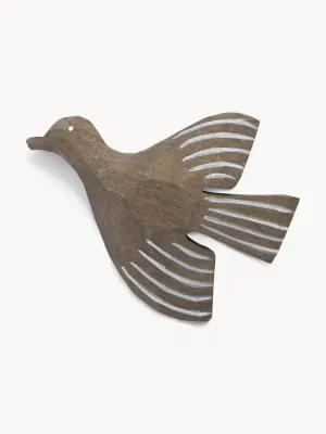 Ferm Living Kids Крючок для дома настенный Lola Bird из дерева осины, ручная резьба, 11х11 см, серо-бежевый с белым