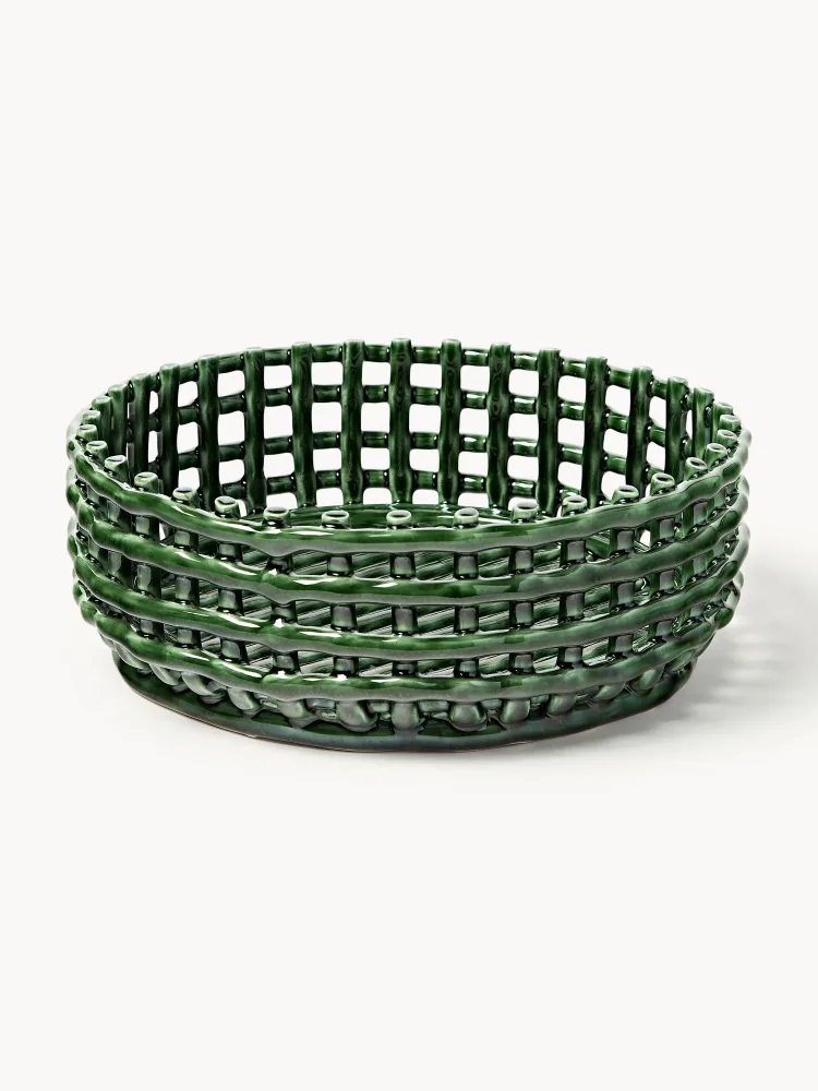 Ferm Living Чаша декоративная из керамики Centrepiece, диаметр 29 см, Ø 29 × В 10 см, Зелёный