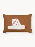 Ferm Living Kids Подушка декоративная детская Bird стёганая из хлопка, 40х60 см, коричневая с белым и красным — фото 1