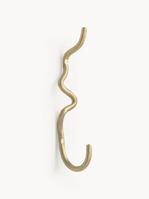 Ferm Living Крючок настенный Curvature узкий из латуни ручной работы, 3х20 см, матовый латунный