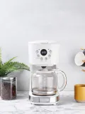 Haden Кофеварка капельная Heritage 900 Вт на 12 чашек, стеклянная колба, дисплей и подогрев, белая с серебристым — фото 4