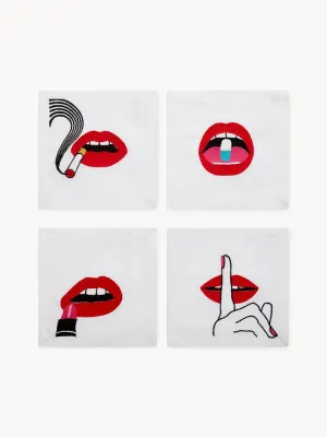 Jonathan Adler Салфетка сервировочная коктейльная Lips изо льна, 15х15 см