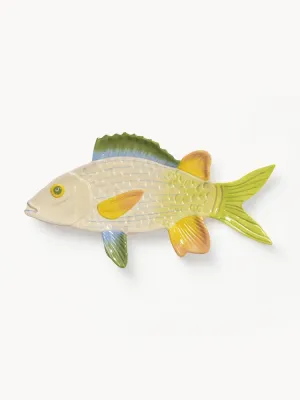 &klevering Блюдо для подачи Fish с ручной росписью, в форме рыбы, зелёно-жёлтое