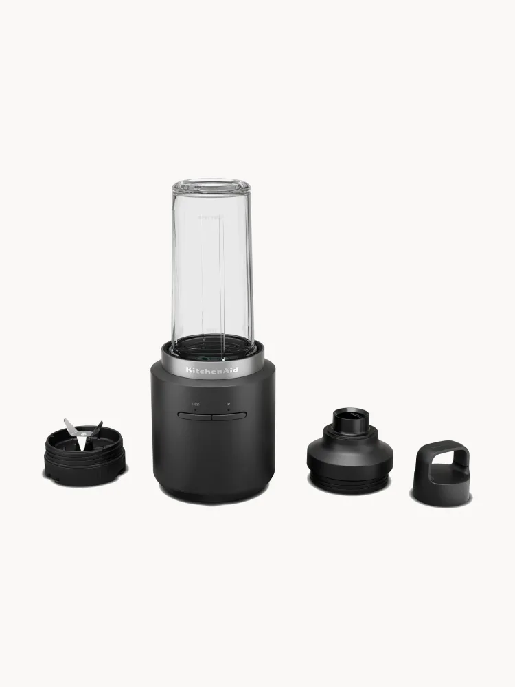 Блендер портативный аккумуляторный KitchenAid Go Cordless со стаканом 473 мл и дорожной крышкой, чёрный матовый
