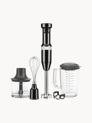 KitchenAid Блендер погружной Classic с мерной чашей 1 л, венчиком и измельчителем, набор 6 предметов, чёрный глянцевый